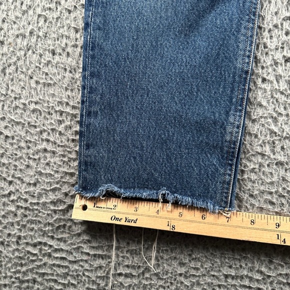 AGOLDE Jeans Womens 28 Riley Crop High Rise Button Fly Raw Hem Blue Denim Casual - Picture 11 of 15